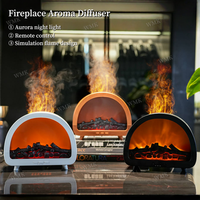 Diffuseur d'huiles essentielles avec flamme de feu simulée, 200 ml, USB, lumière arc-en-ciel, diffuseur d'arômes Aurora, cheminée, télécommande, portable pour la maison
