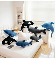 Bantal Plush Hiu Orca Lembut, Mainan Hewan Laut Besar, Bantal Tubuh Paus untuk Tidur, Pelukan, Sandaran, Hadiah
