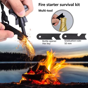 Arrancador de fuego para acampar al aire libre Mango de fácil agarre Multi-Striker Magnesio <span class=keywords><strong>Tinder</strong></span> Rope Ferro Rod Flint Steel para Wilderness - Product Image 3