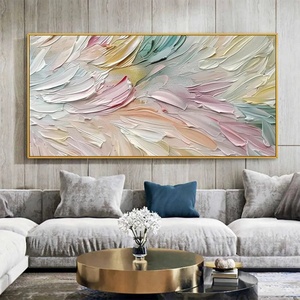 Pintura al Óleo Horizontal Pastel Dream, Pintura al Óleo Abstracta Neutral con Textura 3D, Arte en Lienzo Minimalista Hecho a Mano para Decoración de Paredes - Product Image 4