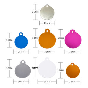 Berbentuk Bulat Personalisasi Portabel Sisi Ganda Tag Anjing Kosong Tag Kerah Hewan Peliharaan - Product Image 1