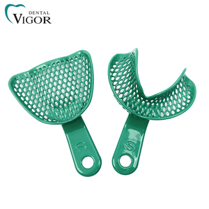 Lot de 2 porte-empreintes dentaires en plastique et métal, tailles L, M, S, pour patients edentés, avec grille métallique en plastique - Product Image 5