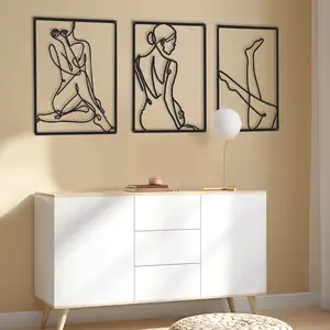 Decoración de Pared Nórdica Diy, Luz de Sala de Estar, Línea Femenina Abstracta de Lujo, Colgante de Pared de Hierro Forjado