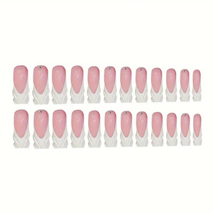 24 <span class=keywords><strong>Uñas</strong></span> Postizas Acrílicas 3D <span class=keywords><strong>Cortas</strong></span> Cuadradas Tipo Pico de Pato, Hechas a Máquina, Venta al por Mayor, <span class=keywords><strong>Uñas</strong></span> Falsas Adhesivas <span class=keywords><strong>para</strong></span> Aplicación en Dedos - Product Image 2
