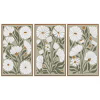 Lot de 3 tableaux encadrés sur toile, imprimés abstraits floraux botaniques verts, fleurs sauvages, art mural bohème pour décoration de salon