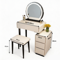 Ensemble coiffeuse de luxe moderne en bois massif écologique avec éclairage LED et tiroirs de rangement pour chambre et appartement - Vente en gros