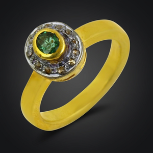 Art Palace 9K <b>Gold</b> Plated Emerald <b>Ring</b> Vintage Style Women's Engagement Gemstone Jewelry - Product Image 2