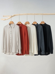 Cárdigan de Cachemira con botones de punto para oficina de estilo clásico personalizado, venta al por mayor, camisa de <span class=keywords><strong>lana</strong></span> <span class=keywords><strong>merino</strong></span>, suéter para <span class=keywords><strong>mujer</strong></span> - Product Image 5