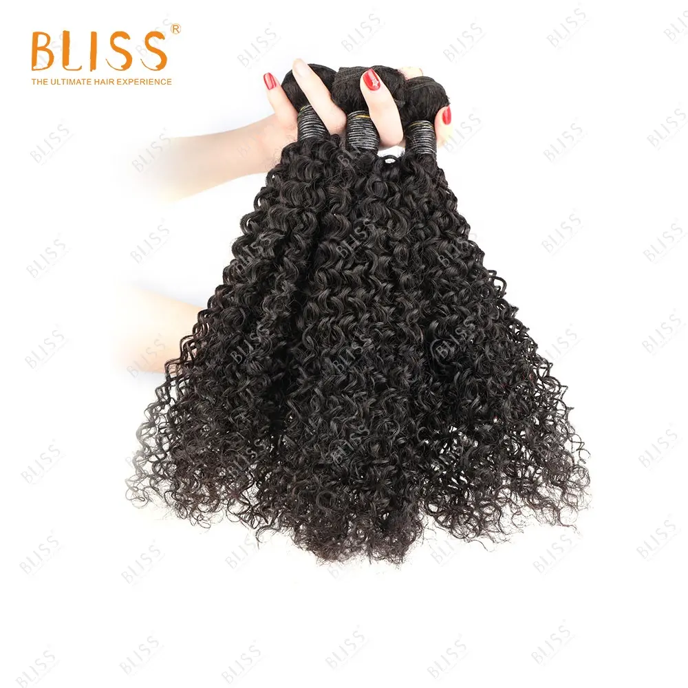 bliss Mongolian Curly Cheap New Fashion natural human hair Kinky Curly weave 3 bundles 3 in 1 cheap bundles pack