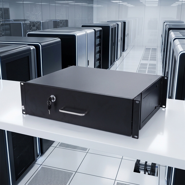 19inch 2U/3U Rack Mount Server Cabinet Case with Lockable Deep Drawer Key Included SPCC Steel Construction Secure Storage