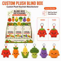 Porte-clés en peluche personnalisés en boîte surprise OEM ODM – 6 porte-clés en peluche légumes (tomate, carotte, maïs, brocoli, aubergine, citrouille) à collectionner