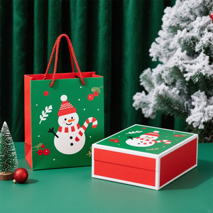 Coffret cadeau veille de Noël rouge pour écharpe gants thermos flacon emballage dossiers durables matériaux recyclés parfait Noël - Product Image 1
