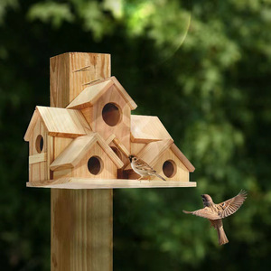 Casetta per Colibrì in Legno Massello, Decorazione da Giardino Stile Villa, Nido per Uccelli Sospeso, Ornamento da Giardino, Mangiatoia per Uccelli - Product Image 5