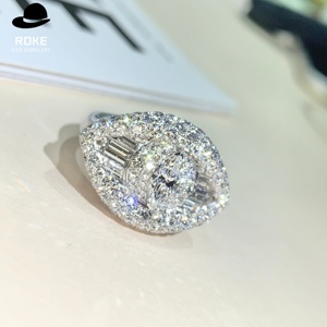 Anillo de Diamantes de Lujo en Oro Blanco de 14K con Diamante de Corte Marquesa Cultivado en Laboratorio IGI Combinado con Diamantes Redondos, Joyería Elegante para Regalo de Fiesta - Product Image 3