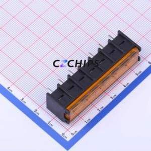 DBT50G-7.62-7P-BK-P Barrier Terminal Block Through hole,P=7.62mm Connector With Cover Plate 7.62mm 1x7P Straight Pin - Product Image 1