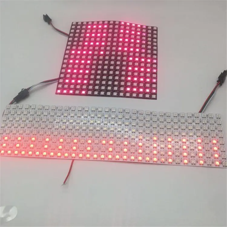 Panel LED Digital Fleksibel WS2812B, 8*8 16*16 8*32 Pixel 256 Piksel Warna Impian Penuh Dapat Disesuaikan, Panel LED Digital Fleksibel DC5V