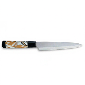Couteau utilitaire de cuisine artisanal de style japonais avec manche octogonal en résine marbrée - Product Image 1