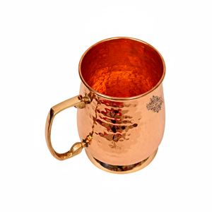 Tasse à bière IndianArtVilla en cuivre pur martelé avec poignée en laiton et fond-600 ML pour le stockage et la boisson - Product Image 1