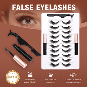 Kit de cils magnétiques longs effet œil de chat et queue de poisson, bande fine invisible, ensemble d'eye-liner liquide magnétique sans colle, ultra léger - Product Image 1