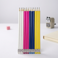 Crayons ronds en bois HB de 7,5 pouces avec gomme colorée, certifiés EN71/ISO, papeterie sûre, fabrication directe usine, support OEM/ODM