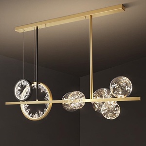 工場価格 モダンラグジュアリー ゴールドクリスタルシャンデリア LEDリモコン付き ホテル レストラン キッチンアイランド ガラスペンダントライト - Product Image 6