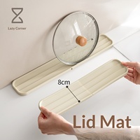 LANZYLO Support de rangement pour couvercles de casseroles, étagère de table, support en silicone pour spatules et couvercles de cuisine