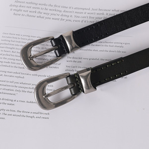 Cinturón de Cuero Genuino Negro, Hebilla Rectangular de Aleación, Cierre de Pasador, Duradero, Casual, 2.8cm de Ancho, Marca Tiyo - Product Image 4