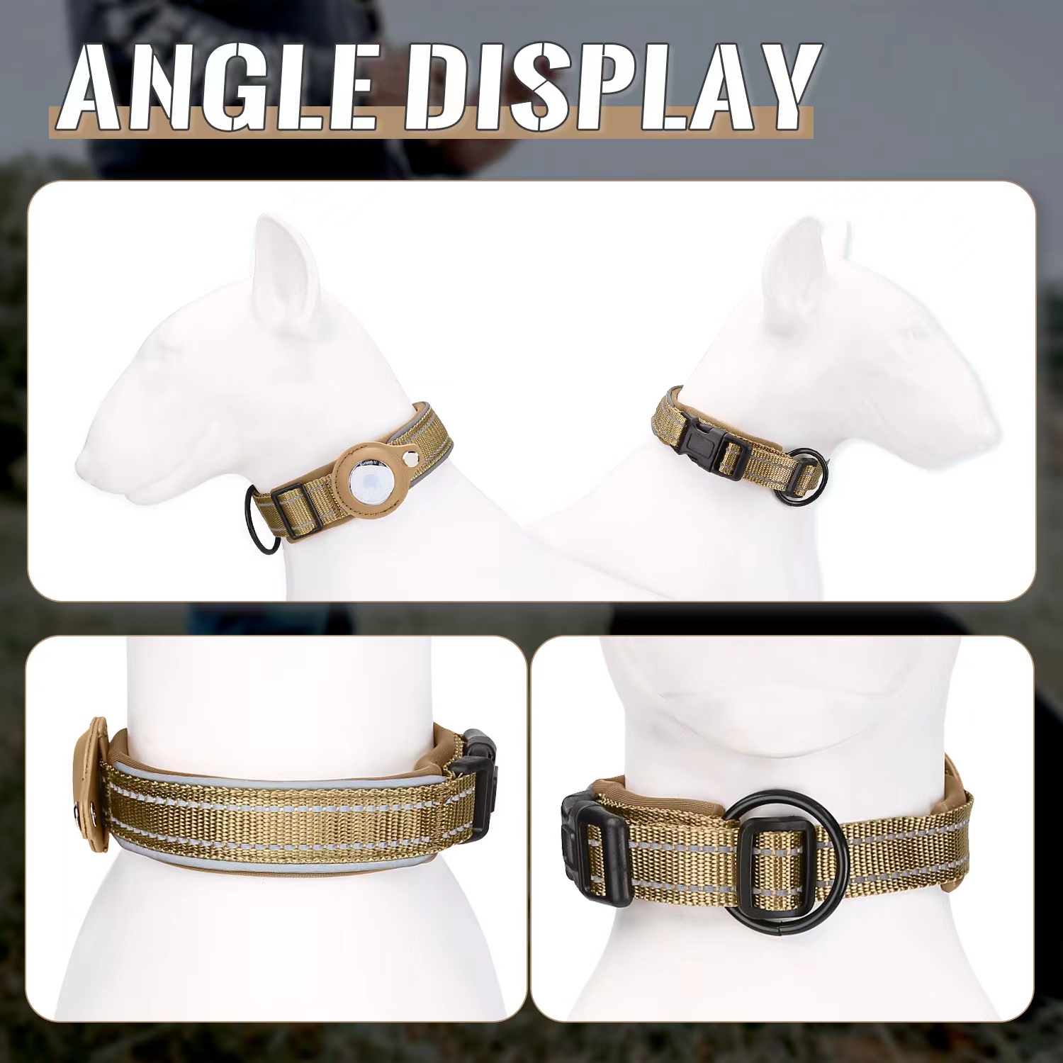 Hot Sale Airtag colorful Reflective Dog Pet Nylon Necklace Light Training Collar For Pet Dog