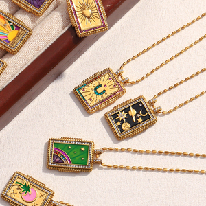 Set di Collane a Catena Dorata Dreamidea con Ciondolo Quadrato Smaltato Gioielli Boho Chic da Festival Accessorio Trendy di Tendenza per Donna - Product Image 4
