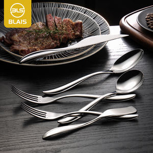 Ensemble de couverts de haute qualité, écologiques, BLAIS/ODM, en acier inoxydable 304, finition miroir argenté, style occidental nordique européen, pour hôtel - Product Image 3