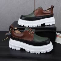 Chaussures de sport plateforme tendance pour homme 2026, respirantes, décontractées, avec doublure en cuir véritable, fermeture à lacets, polyvalentes et de qualité supérieure