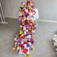 Guirlande de fleurs en soie rose personnalisable pour la décoration de mariage, chemin de table pour mariage