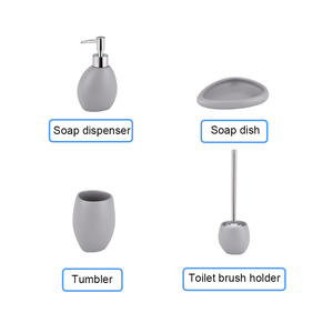 Ensemble complet de meubles de salle de bain en polyrésine <span class=keywords><strong>effet</strong></span> sable, 5 pièces, avec distributeur de savon, gobelet, porte-savon et porte-<span class=keywords><strong>brosse</strong></span> de toilette - Product Image 3