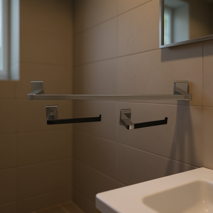 Elite Towel Rack Set 6-Piece Chrome Wall-Mounted Modern Bathroom Accessory - Product Image 2