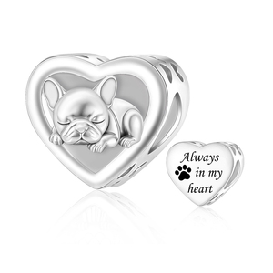 Ciondoli Pan Charms in Argento: Yorkshire Schnauzer, <span class=keywords><strong>Bulldog</strong></span> <span class=keywords><strong>Francese</strong></span>, Bassotto - Perline per Braccialetti Originali, Gioielli Commemorativi per l'Amore degli Animali Domestici, Berloque - Product Image 3