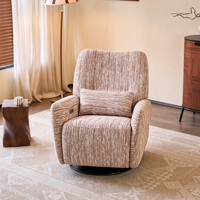 Fauteuil inclinable électrique pivotant ATUNUS 360, tissu chenille rayé, canapé lounge une place pour salon et chambre