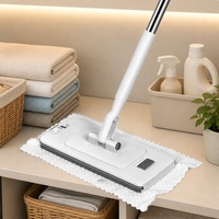 Serpillère plate télescopique en aluminium avec pulvérisateur, 2 bouteilles rechargeables, 4 tampons microfibres lavables pour le nettoyage des sols durs/laminés/carrelages