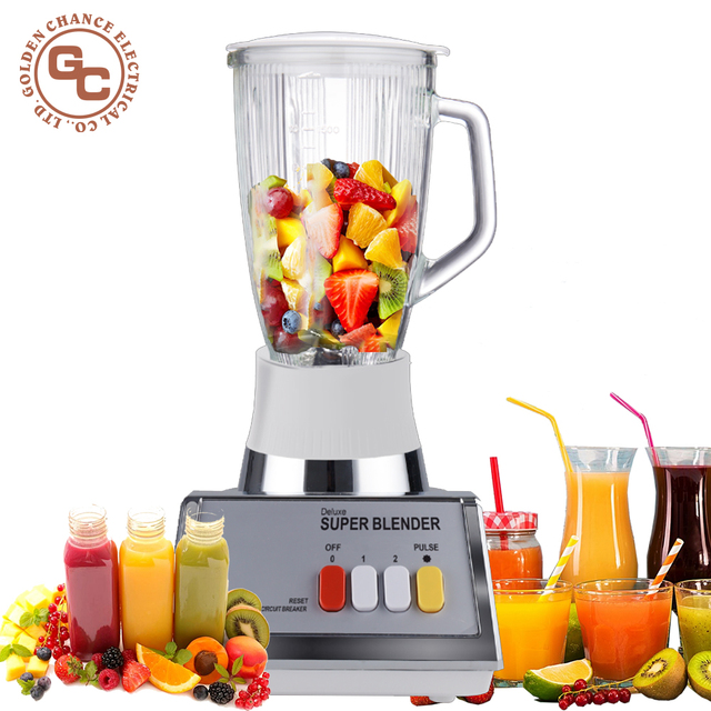 Wholesale Multifunction 2-in-1 Heavy Duty Electric Blender with 100% Copper Motor 5 Speeds Glass Jar for Household Use