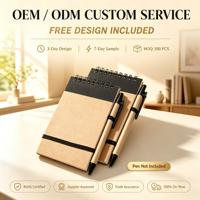 Carnet personnalisé imprimé en papier kraft avec spirale supérieure et stylo, ensemble de mini-carnets de poche pour cadeaux promotionnels de bureau en gros
