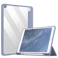 Kalemlik Tablet akrilik temizle geri yumuşak kenar kapak Ipad kılıfı 10.2 2021 2020 2019 9. 8th 7th Gen akıllı PU deri kılıf