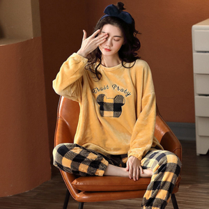 Pigiama in flanella termica <span class=keywords><strong>da</strong></span> donna-indumenti <span class=keywords><strong>da</strong></span> notte a 2 pezzi spessi per l'inverno | Indumenti <span class=keywords><strong>da</strong></span> notte caldi a maniche lunghe, <span class=keywords><strong>abbigliamento</strong></span> <span class=keywords><strong>da</strong></span> salotto per la <span class=keywords><strong>casa</strong></span> - Product Image 6