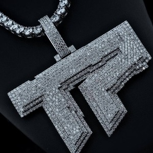 Handmade <b>Solid</b> <b>Silver</b> Plated Moissanite Natural Diamond Hip Hop Luxury Pendant <b>Necklace</b> Unisex Wedding/Engagement - Product Image 5
