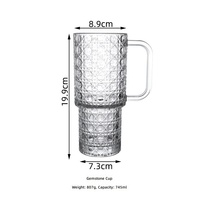 Bouteille de bière en verre grande capacité avec logo personnalisé, 745 ml, tasse transparente avec poignée, verre sans plomb