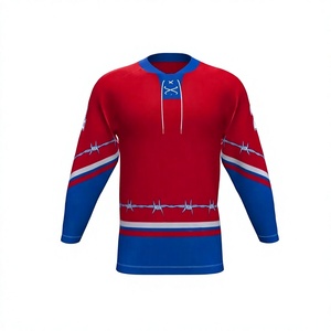 Camiseta de hockey sobre hielo personalizada con logo de equipo, cuello en V, manga larga, de poliéster que absorbe la humedad, unisex para adultos, color morado. - Product Image 1