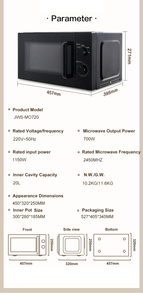 Horno Microondas 3 en 1 de 20L para Cocina, con Temporizador Inteligente y Freidora de Aire, de Fábrica OEM - Product Image 6