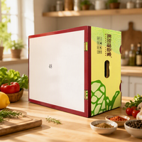 Boîte d'emballage jetable auto-érectrice en carton ondulé pour fruits et légumes, avec logo estampé argenté et impression personnalisée