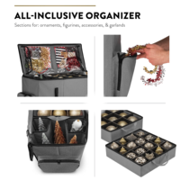 Boîte de rangement pour décorations de Noël, zone extensible réglable pour figurines et compartiments, capacité de 73 décorations de Noël