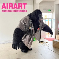 Costume de gorille gonflable grand et robuste pour événement d'Halloween, mascotte en peluche pour adulte