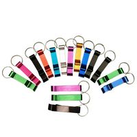 Günstige Geschenke Individuelles Logo Aluminiumlegierung Rechteckiger Schlüsselring Dosenöffner Flaschenöffner Schlüsselanhänger Benutzerdefinierte Farbe