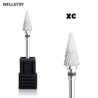 WELLSTRY – foret à ongles en céramique blanche, étiquette personnalisée, forme conique, pour e-file
